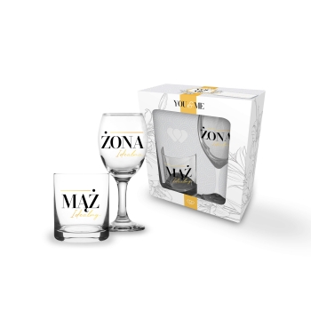 Zestaw You&Me kieliszek+szklanka - Idealna żóna/Idealny Mąż